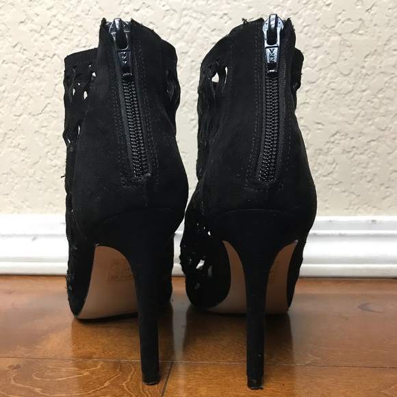 Aldo Black Suede Peep-Toe Booties - Picture 4 of 4